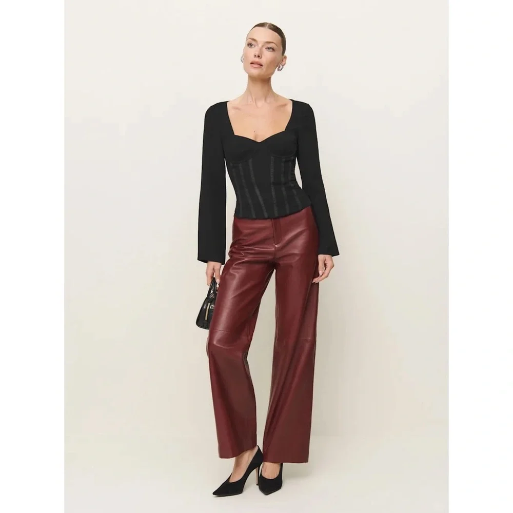 Reformation Amina Corset Bustier Long Sleeve Top in Black - Picture 4 of 10